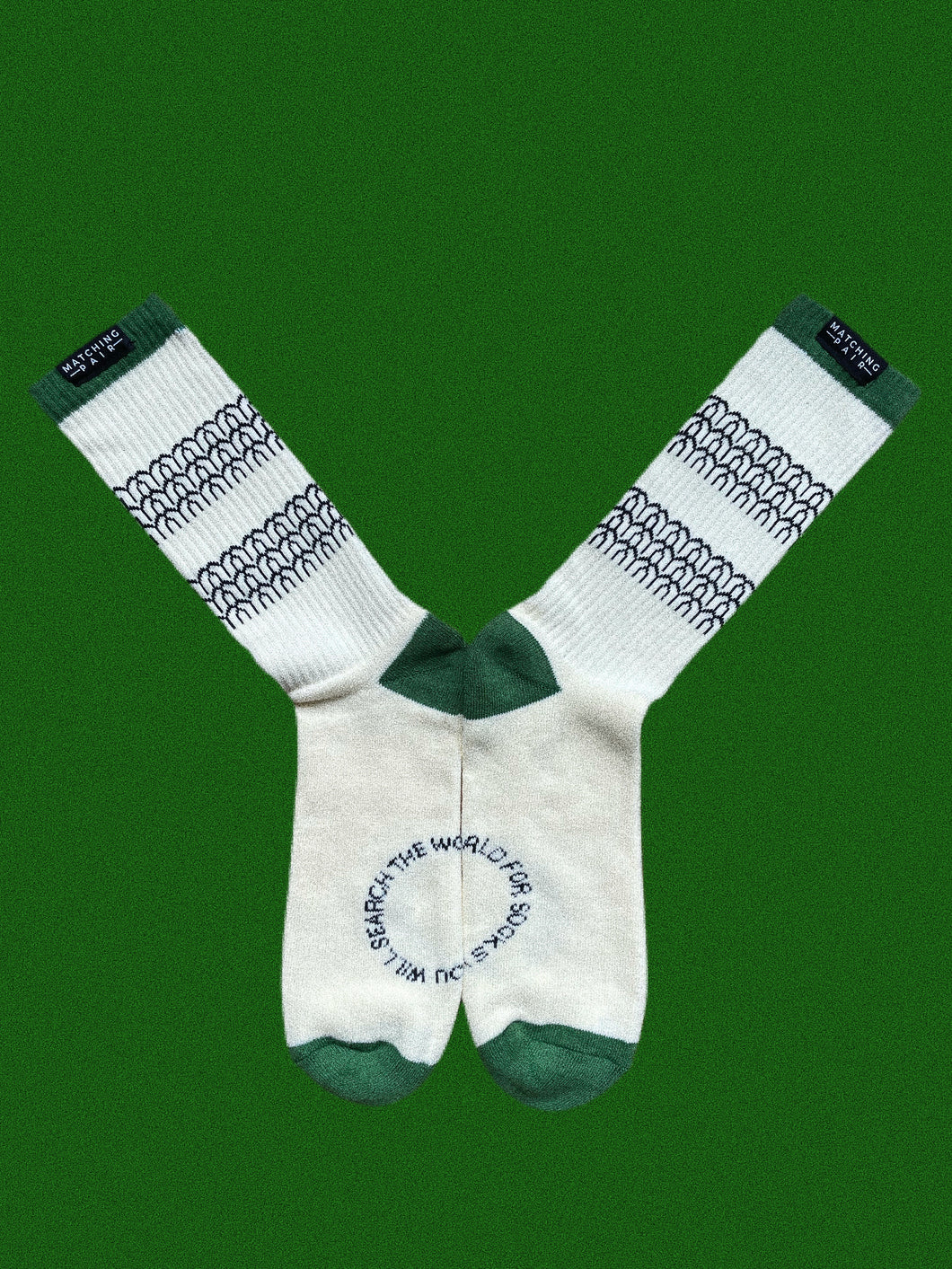 Two Striped Logo Sock - Green